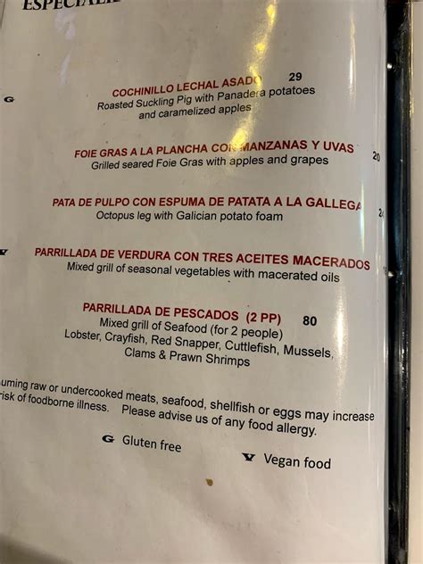 Menu at Xixón Spanish Restaurant, Miami.